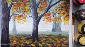 Осенний пейзаж гуашью.