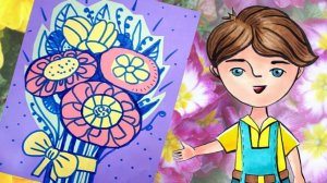 Букет цветов в технике аппликация