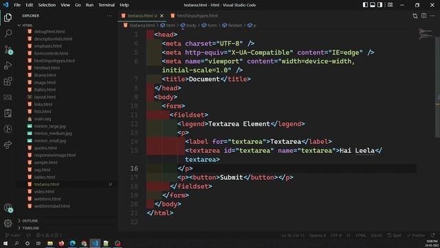 47. HTML Form Control Textarea element and its attributes - HTML
