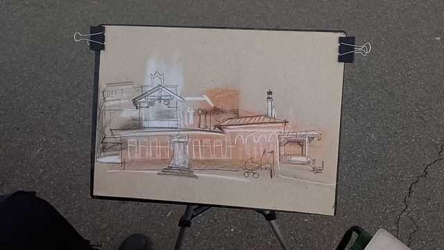 Город зарисовка Уголь Мел Пастель Пленэр UrbanSketch Charcoal Chalk Pastel Plein air  08.04.2022 г.