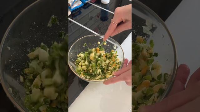 Начинка для пирогов варёные куриные яйца с зелёным луком Ням-ням