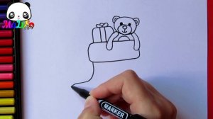 Как нарисовать НОВОГОДНИЙ РОЖДЕСТВЕНСКИЙ НОСОК  Новогодние рисунки How to draw a Christmas stocking
