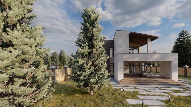Проект дома для узкого участка. Двухэтажный дом  с плоской кровлей. Двухэтажный дом из газобетона.