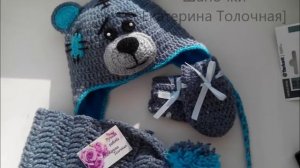 шапочка мишка, кошка крючком