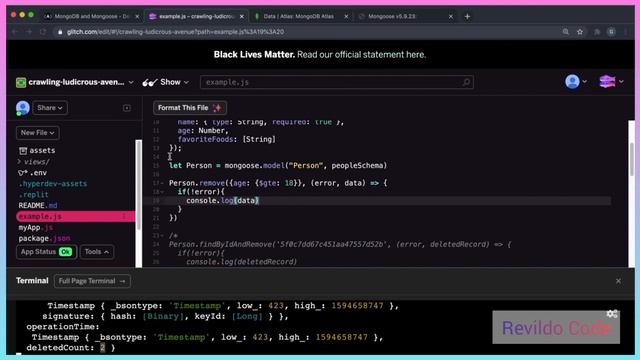 Delete Many Documents with model.remove() | Mongodb full course | #revildo_code