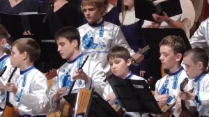 Фрагмент выступления оркестра русских народных инструментов.