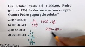 Como calcular 15% de R$ 1.200,00❓ Questão de Concurso de Porcentagem | Prof Robosn Liers