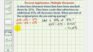 Ex: Percent of Original Price Paid After Two Percentage Discounts