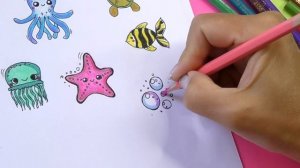 15 DIY Морские НАКЛЕЙКИ своими руками! Sea animals paper STICKERS DIY