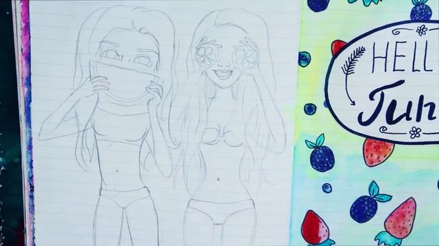 Идеи для личного дневника Лето Оформление разворота DRAW WITH ME Кристина Санько