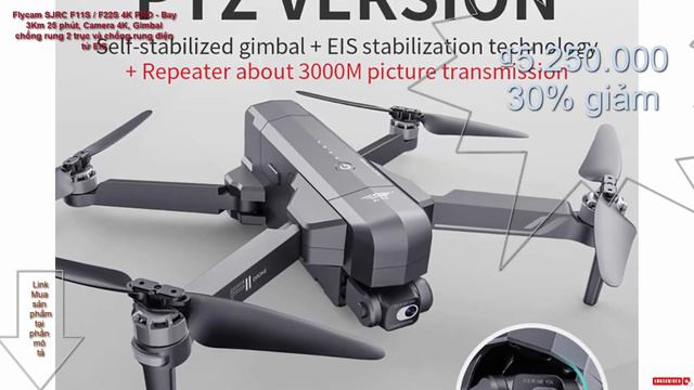 Flycam SJRC F11S / F22S 4K PRO - Bay 3Km 25 phút, Camera 4K, Gimbal chống rung 2 trục và chống rung