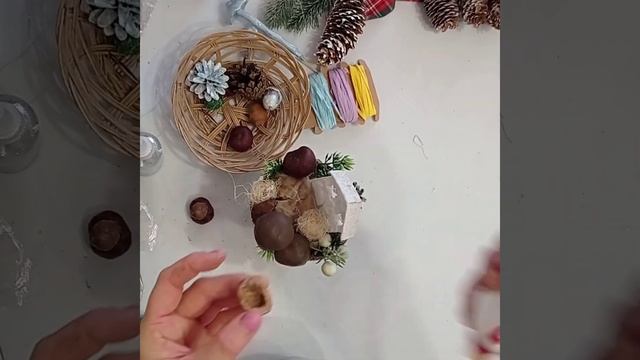Новогодняя композиция в торфяном горшке/новогодний декор/поделки/переделки/