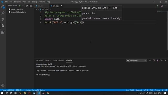9.Python Program to Find GCD of any number(Using Maths Module-Step 1)(Only in 1 Min) смотреть онлайн
