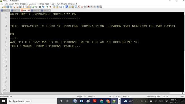 ARITHMETIC OPERATORS in SQL by SHEKAR_DESHAGANI