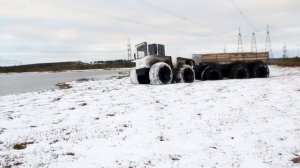 Испытания грузового промышленного вездехода ТРОМ 16 на гидроприводе.