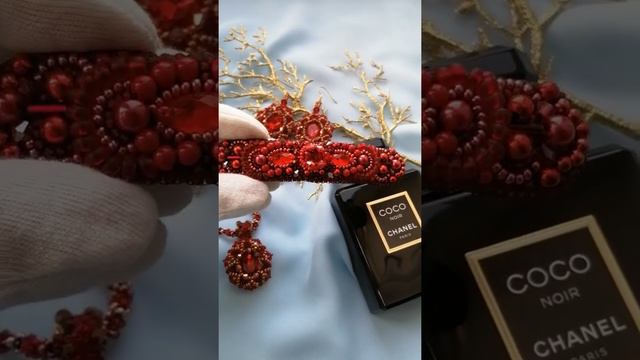 Заколка для волос в стиле Chanel / Red Crystal Hair Barrette Beautiful Handmade Hair clip ❤️❤️❤️❤️❤