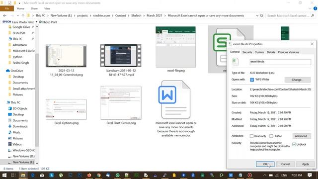 Fix Error: Microsoft excel cannot open or save any documents By Unblocking file from property windo смотреть онлайн