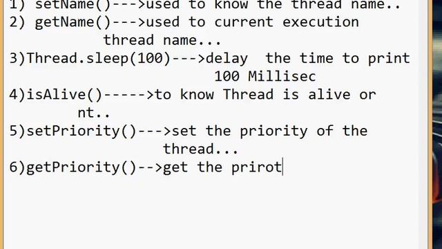 Important methods that used in Multithreading concept смотреть онлайн