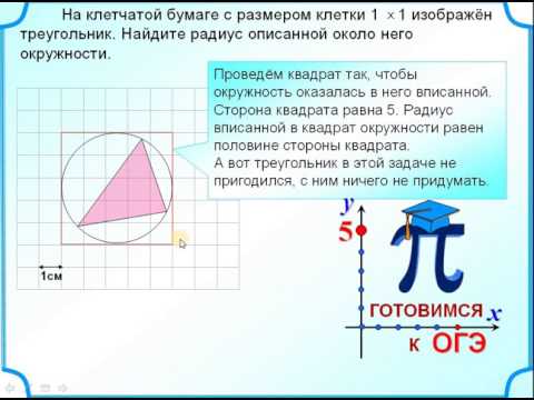 Радиус описанной около треугольника окружности. Задания на клетчатой бумаге