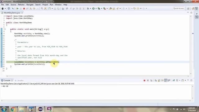 How to form LocalDate using atYear method of MonthDay Class? | Java 8 Date and Time