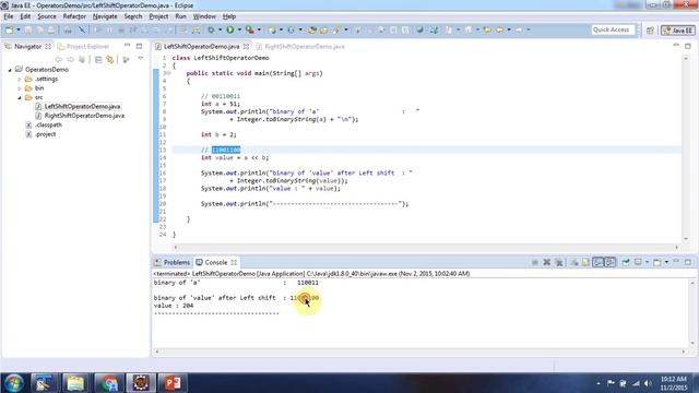 Java bitwise Shift Operators | Java Tutorial