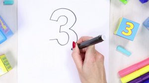 Numeral 3. Study the numeral three, educational video