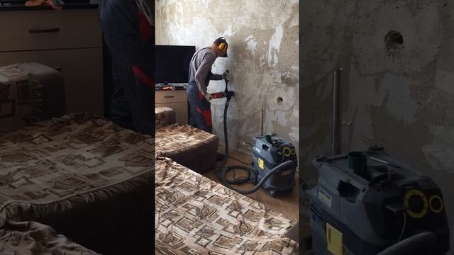 Без пыли сверлим 72 мм в бетоне ! смотреть онлайн