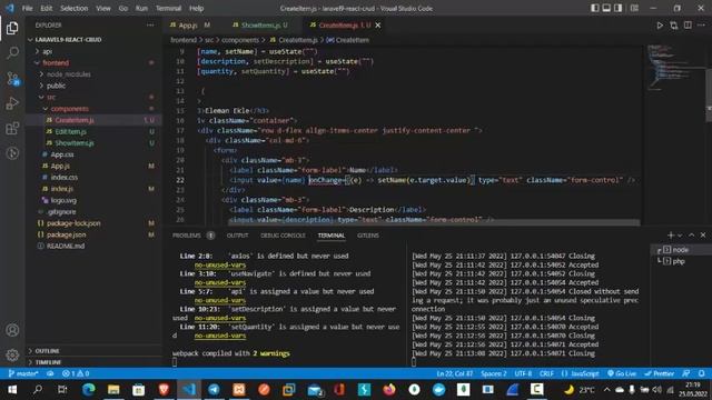 Laravel ve React ile API CRUD