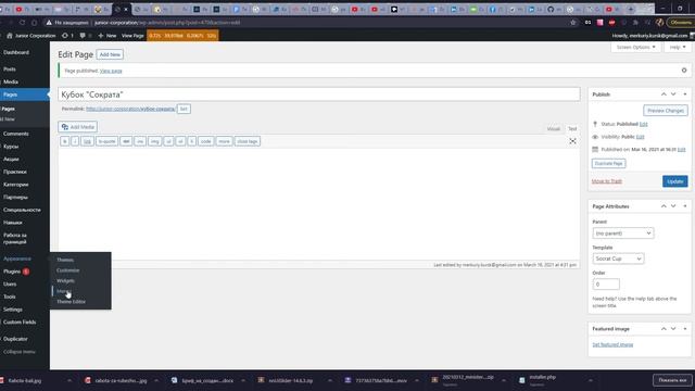 Добавление страницы в WP, определение для страницы кастомшаблона и добавление этой страницы в меню смотреть онлайн
