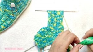 ?Просто и быстро‼️МК следков на двух спицах без шва на подошве ?