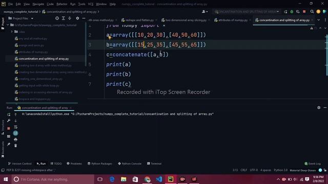 concatenate() and split() methods in numpy смотреть онлайн