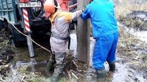 Установка опоры ЛЭП 10 кв