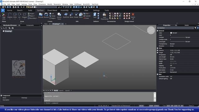 BricsCAD V20 Tutorial 114: How to use Stitch Surface & Region Command in BricsCAD V20 | Hindi смотреть онлайн