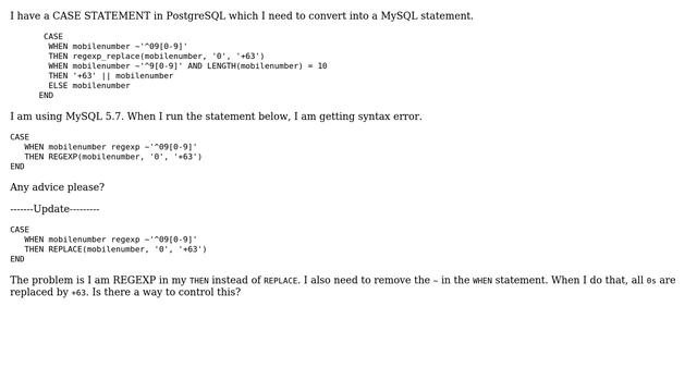 MySQL 5.7: REGEXP Version Of PostgreSQL REGEXP_REPLACE