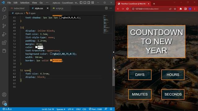 Countdown to New Year 2023 | HTML , CSS & JAVASCRIPT | New Year Countdown Timer |