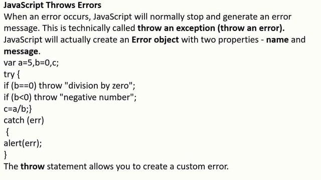 Error handling in JavaScript | ITI trainees CO&PA