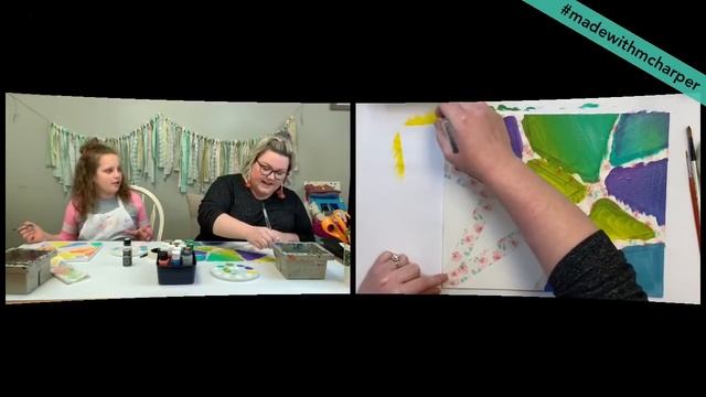 Acrylic painting on canvas with a tape resist - art for families! #StayHome and make art #WithMe смотреть онлайн