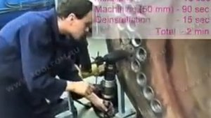 Высверливание труб 51х2,5 в трубной доске машиной Мангуст-2МТ