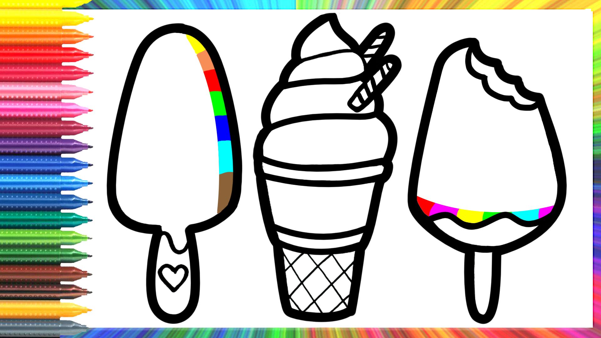 Как нарисовать Радужное мороженое