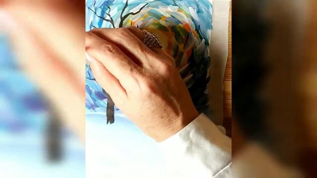 Зимний рисунок для детей. Как нарисовать зимний пейзаж гуашью Tree Winter Рисуем вместе с детьми смотреть онлайн