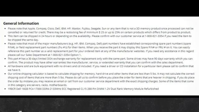 1R8CR Dell 16GB PC4-17000 DDR4-2133MHz ECC Registered CL15 288-Pin DIMM 1.2V Dual Rank Memory Modul смотреть онлайн