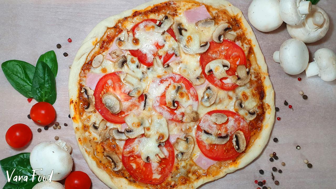 Пицца на тонком тесте без дрожжей | Быстро и вкусно!