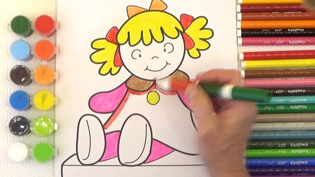 Видео для детей. Раскрашиваем куклу. Бабушкины Сказки.Video for children. We color the doll.