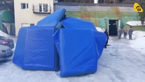 Надувной ангар для ремонта двигателя #самолета. Монтаж пневмокаркасной #палатки