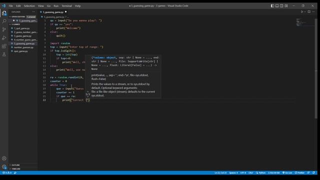 Python Number Guessing Game in VS code смотреть онлайн