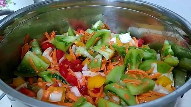 ЗЕЛЁНЫЕ ПОМИДОРЫ НА ЗИМУ. Закусочный салат. Отличная идея!???️.