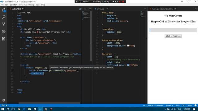Pure Javascript Progress Bar - (No Jquery) смотреть онлайн