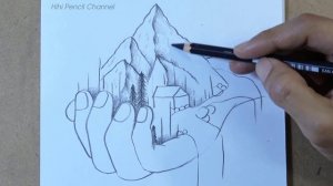 How to Draw Mountain Landscape Scenery in hand Step by Step | Pencil Drawing