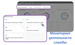 Подсистема Рабочие пространства, рабочий стол  "Мониторинг деятельности службы" ВИМИС "ССЗ"