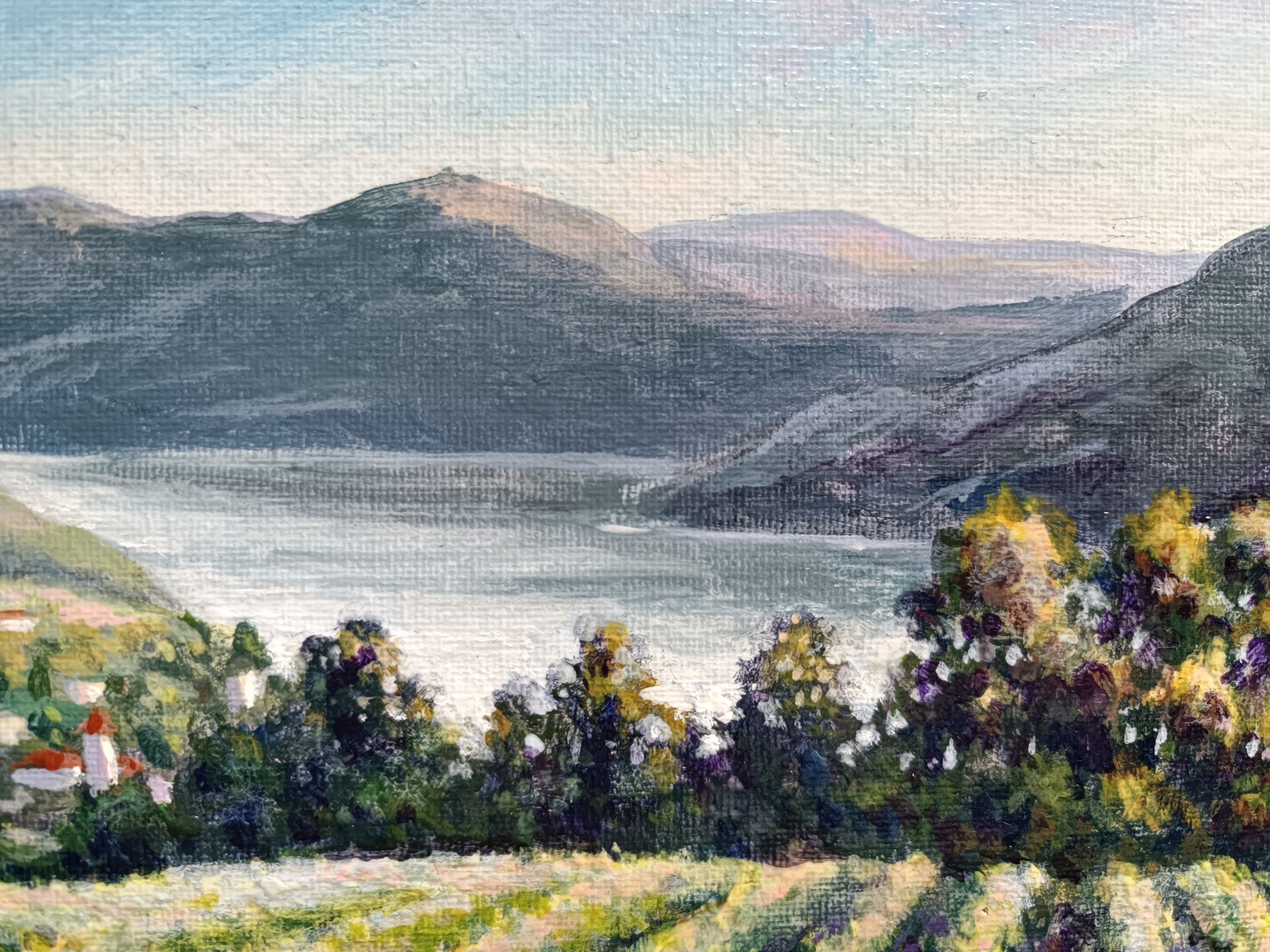 Обзор картины -Окрестности Геленджика 20х30см холст акрил смотреть онлайн